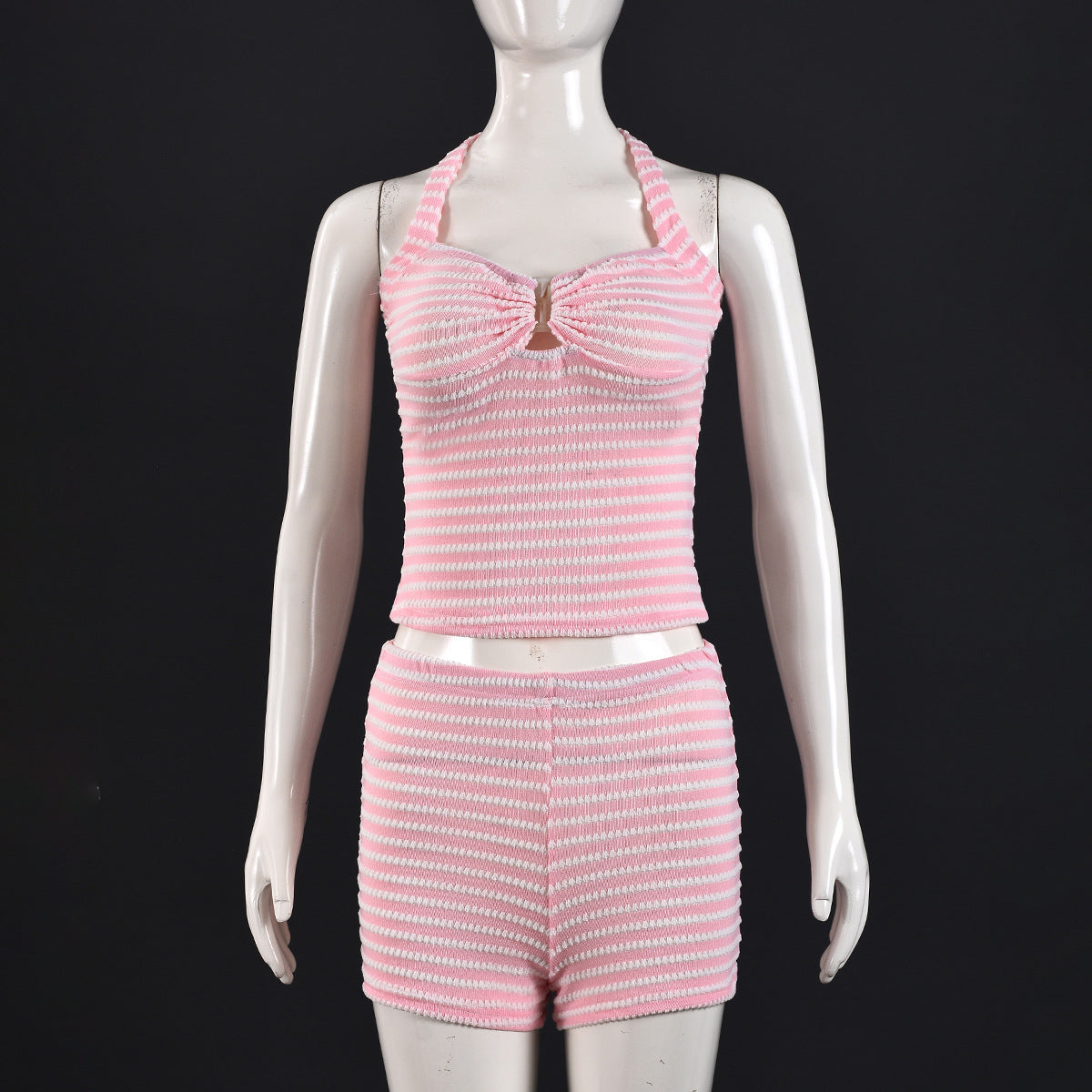 VVZ Textured Striped Halter Top