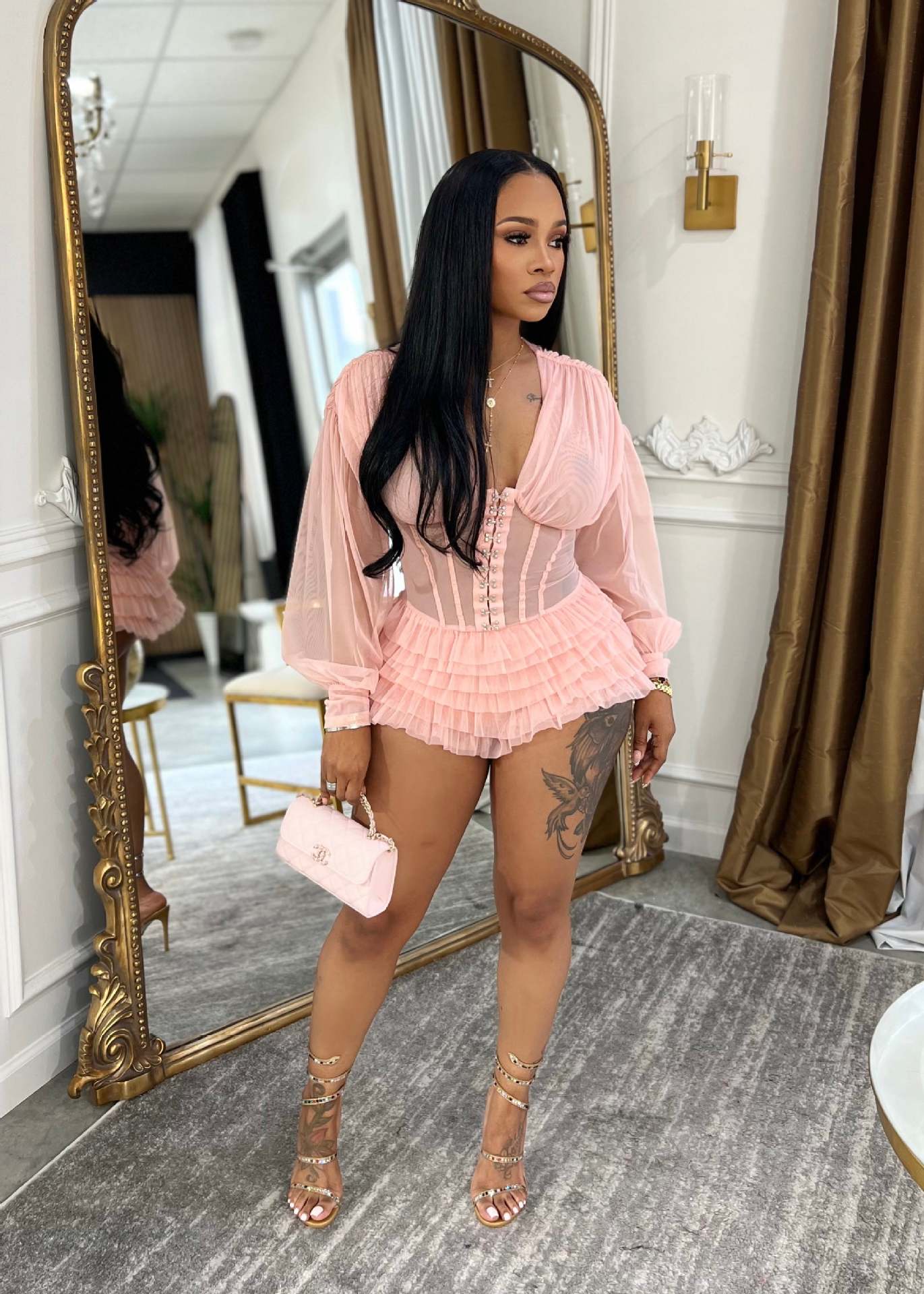 VVZ Sheer Mesh Bodysuit Romper