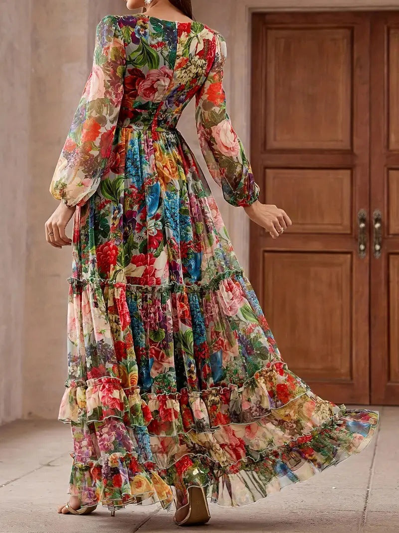 VVZ Women's Slim-Fit Chiffon Dress (Spring/Autumn Style)