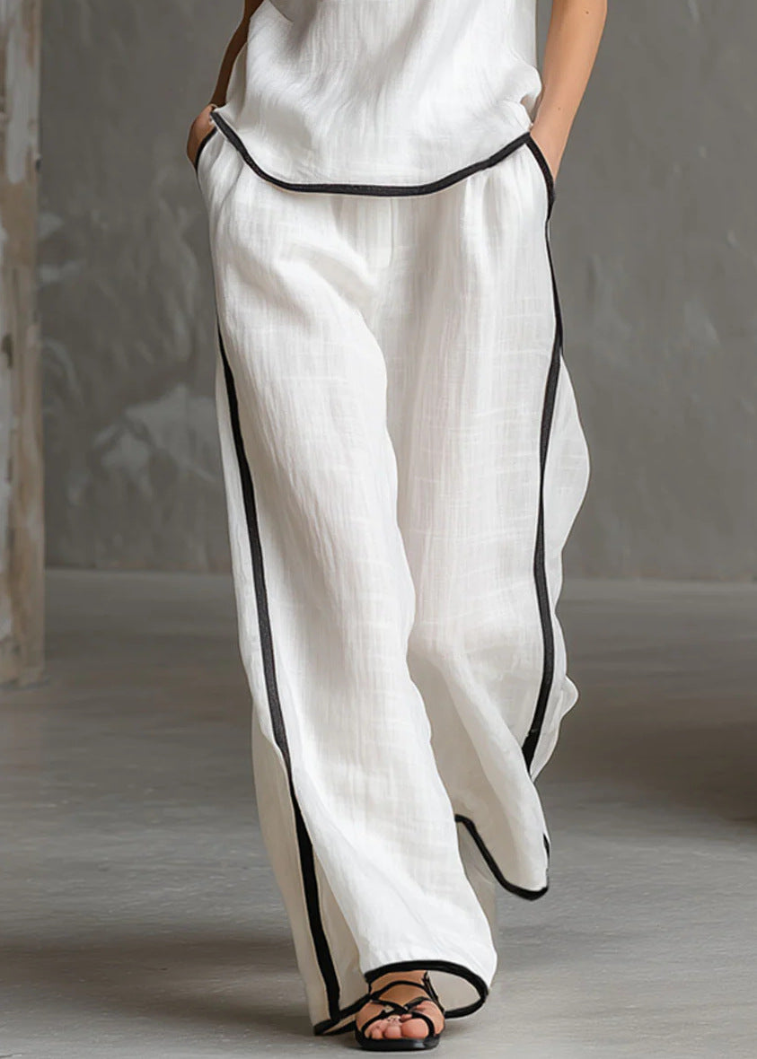 VVZ Women's Color-Block Piping V-Neck Loungewear Set