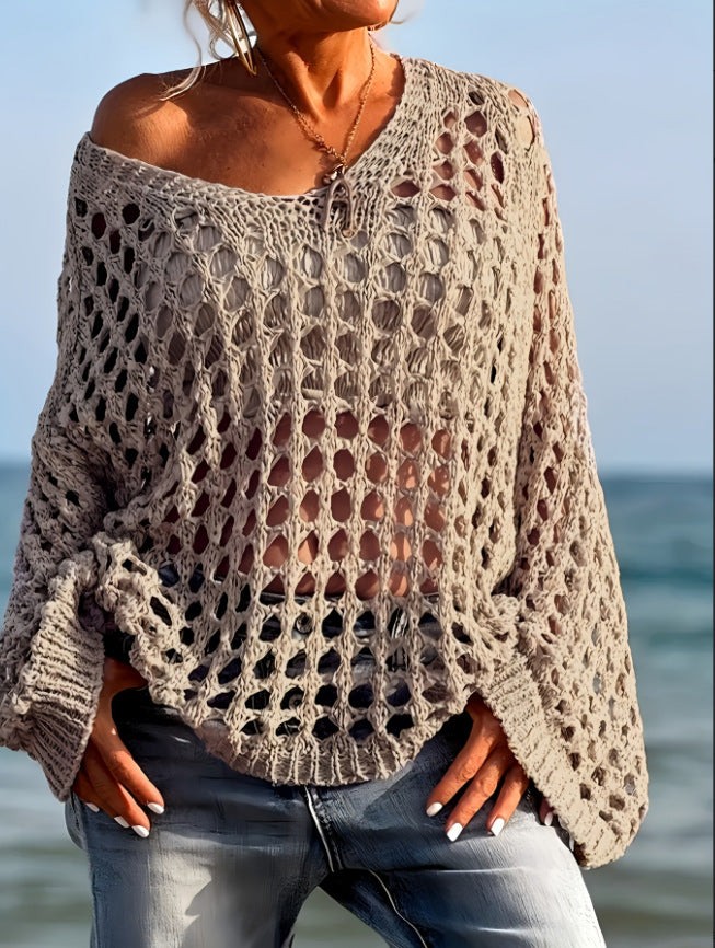 VVZ Women's Casual Loose-Fit V-Neck Top