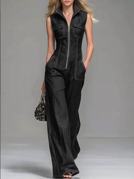 VVZ New Spring/Summer Collection: Retro Casual Denim Jumpsuit