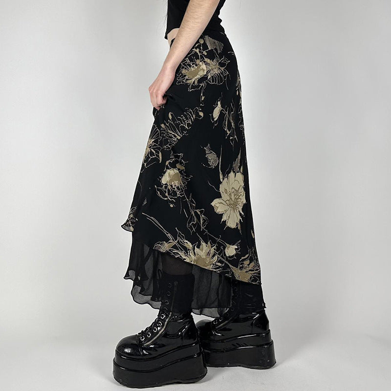 VVZ Women's Floral Tiered Fishtail Skirt