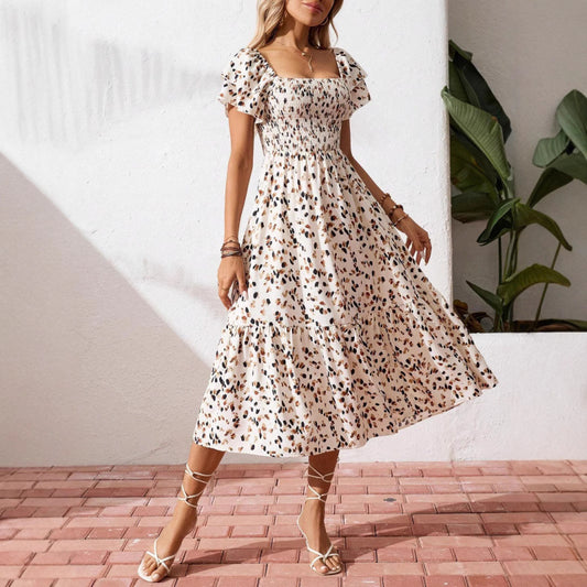 VVZ Women's Casual Printed Ruffle Dress