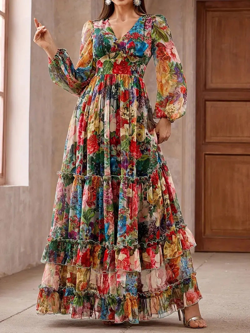 VVZ Women's Slim-Fit Chiffon Dress (Spring/Autumn Style)