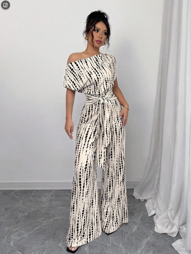 VVZ Women's Printed Lace-up Jumpsuit