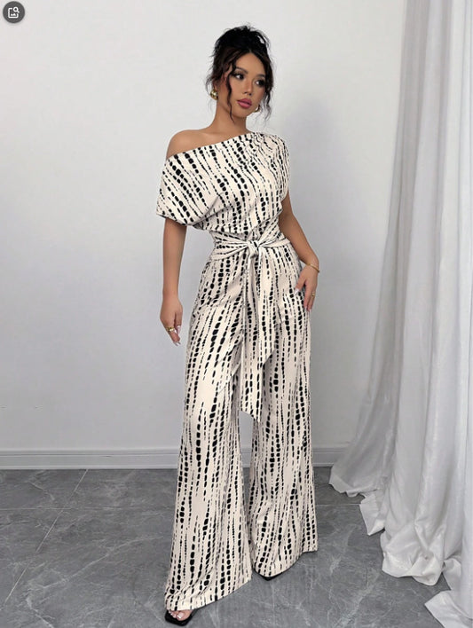 VVZ Women's Printed Lace-up Jumpsuit