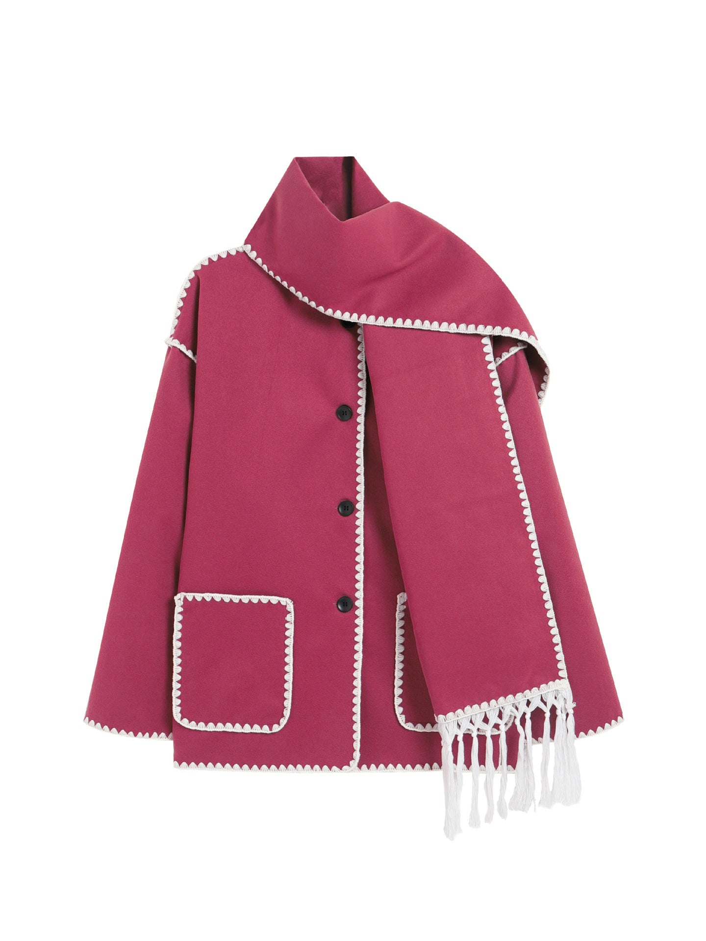 VVZ Contrast Trim Jacket With Matching Scarf