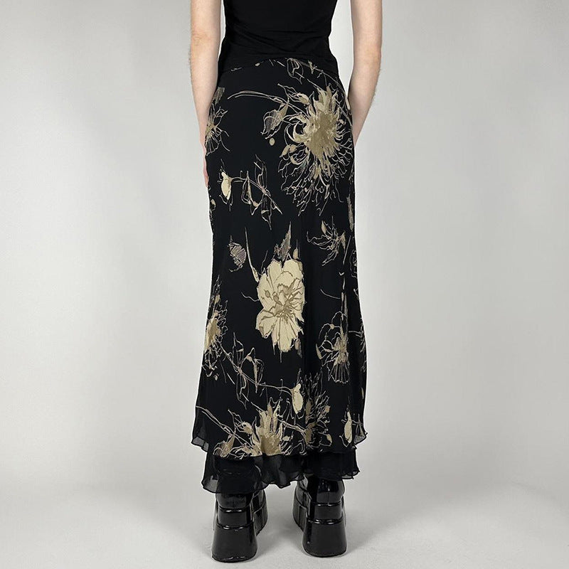VVZ Women's Floral Tiered Fishtail Skirt