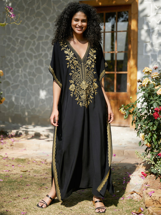 VVZ Elegant Summer V-Neck Half-Sleeve Maxi Dress