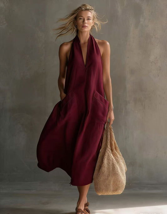 VVZ Women's Long Halter Dress