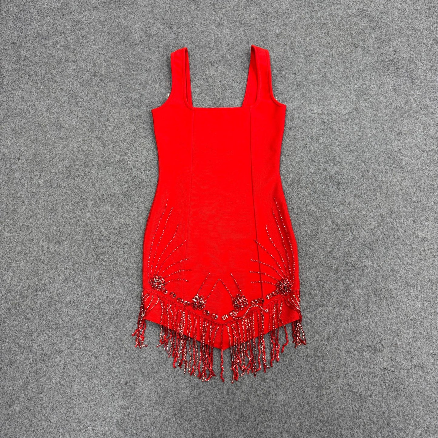 VVZ Sexy Spaghetti-Strap Fringe Dress