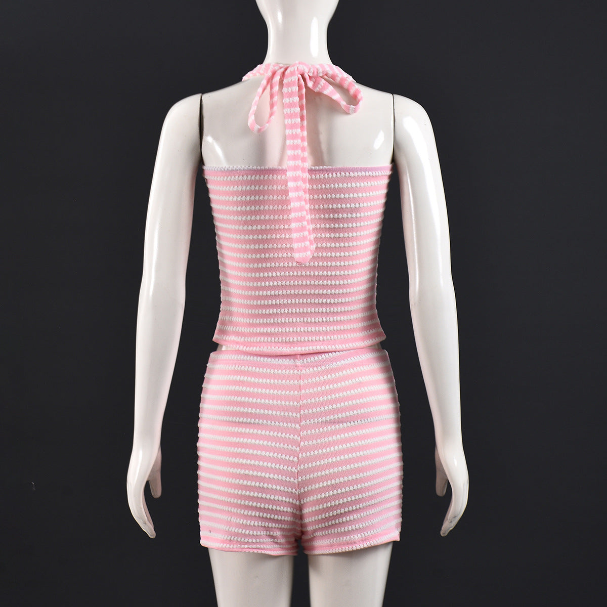 VVZ Textured Striped Halter Top