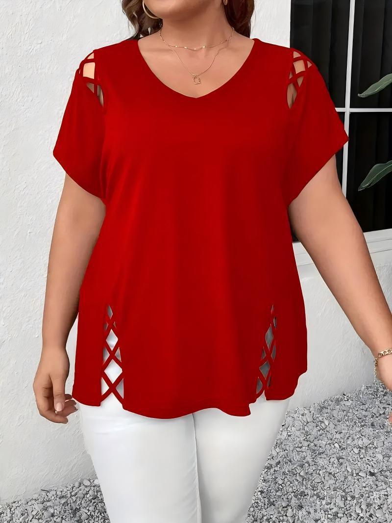 VVZ Plus-Size Short-Sleeve Off-Shoulder T-Shirt