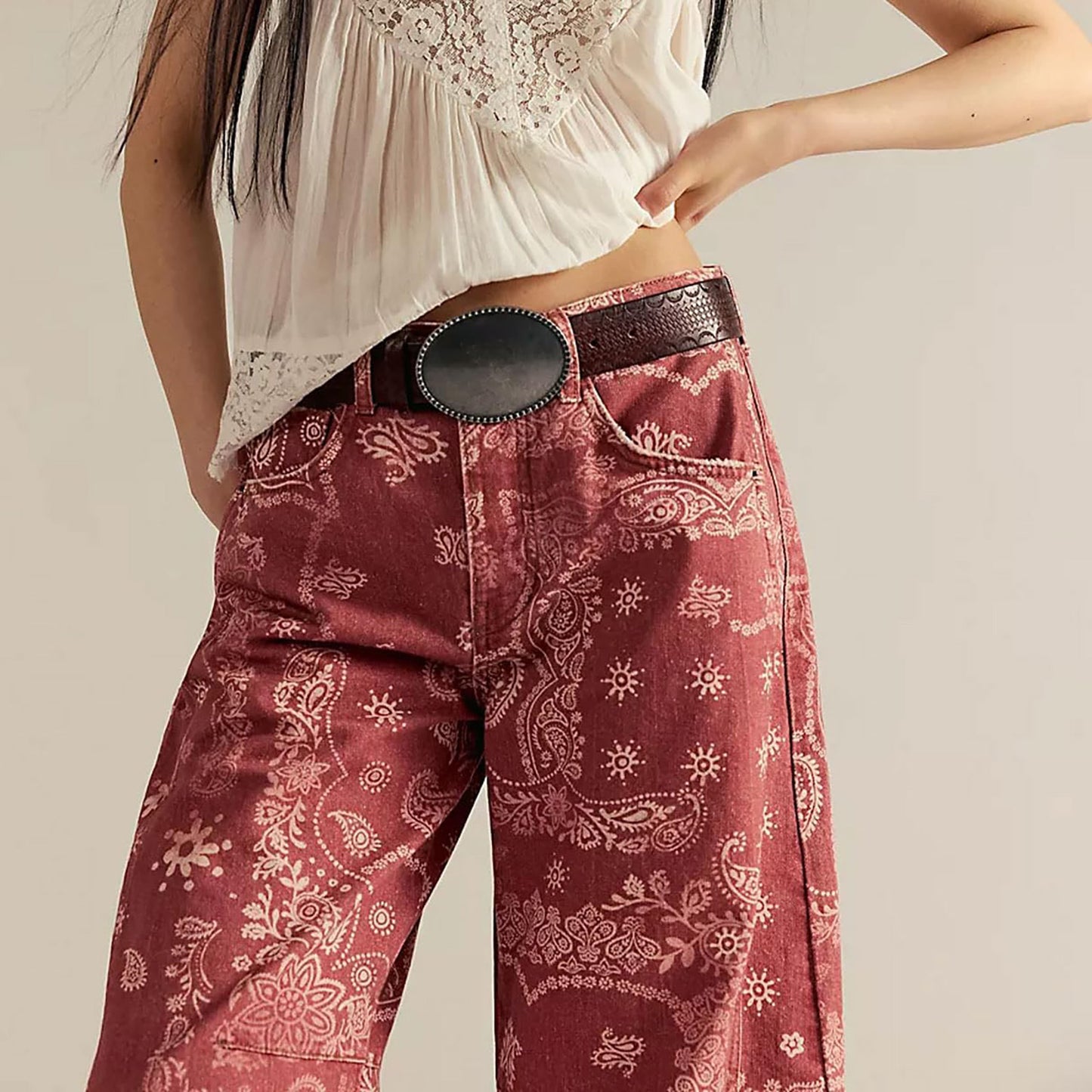 VVZ Women's Printed Wide-Leg Jeans