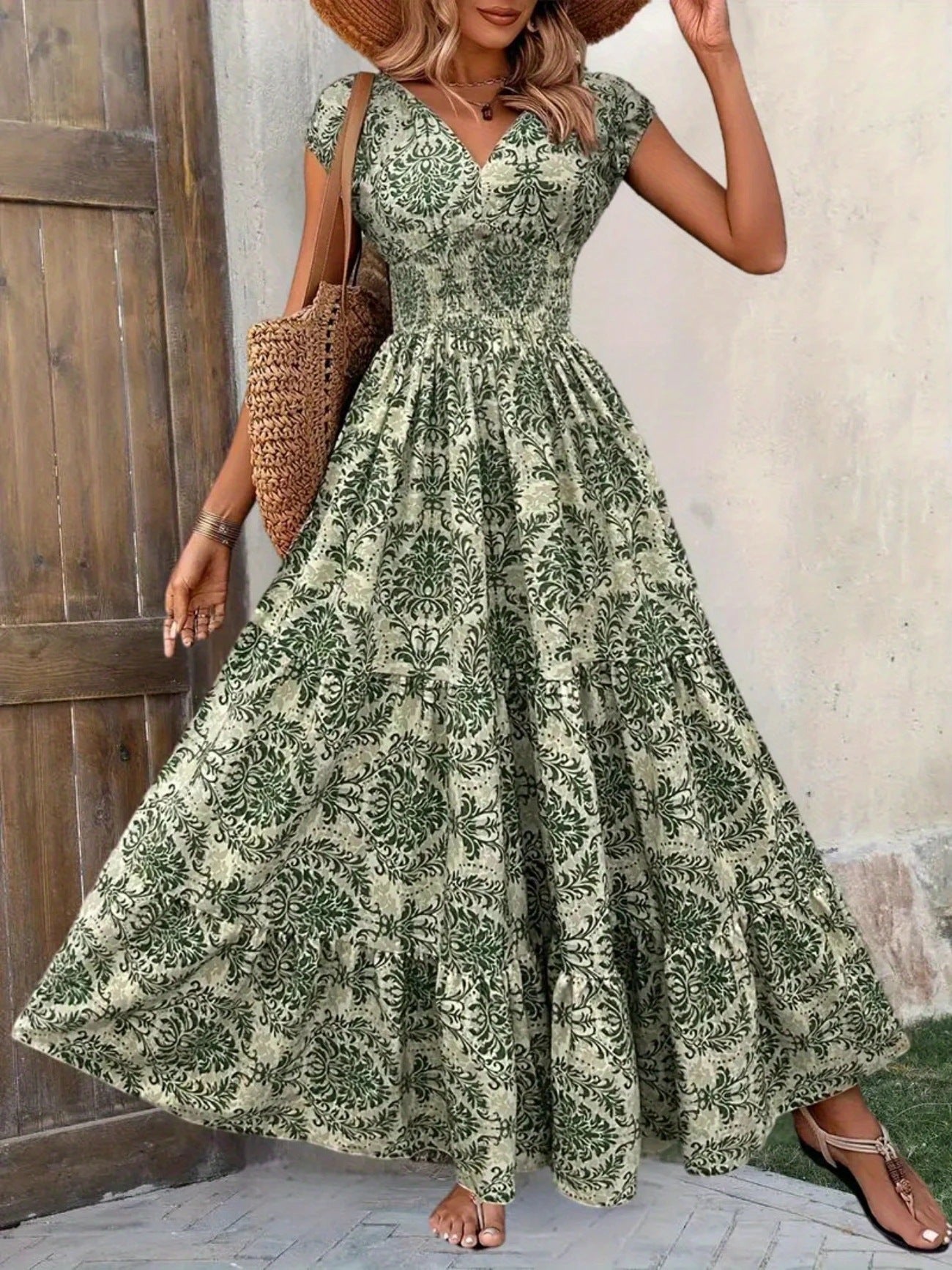 VVZ Women's All-Over Print Pleated Dress