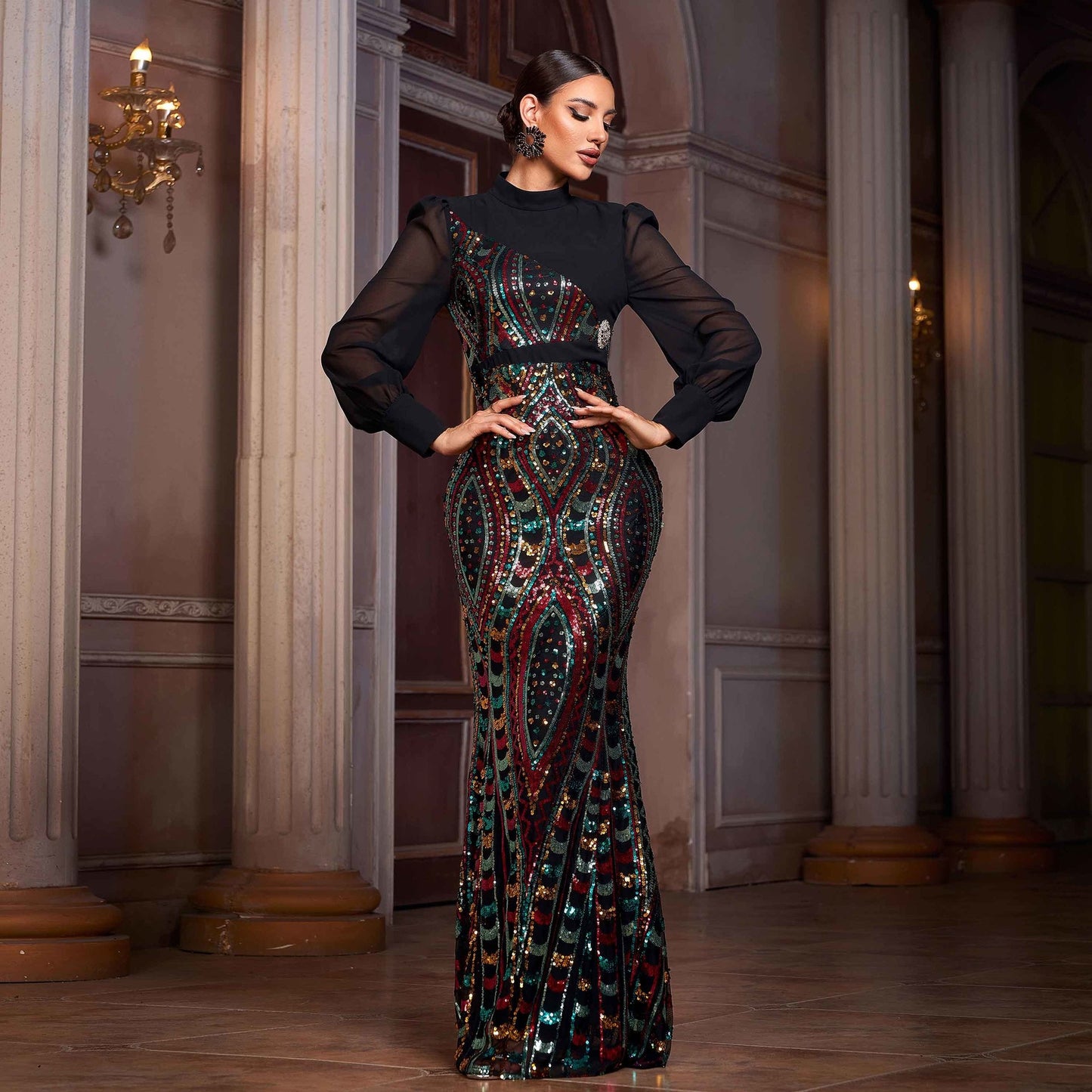 VVZ Women's Sequin-Paneled Party Dress