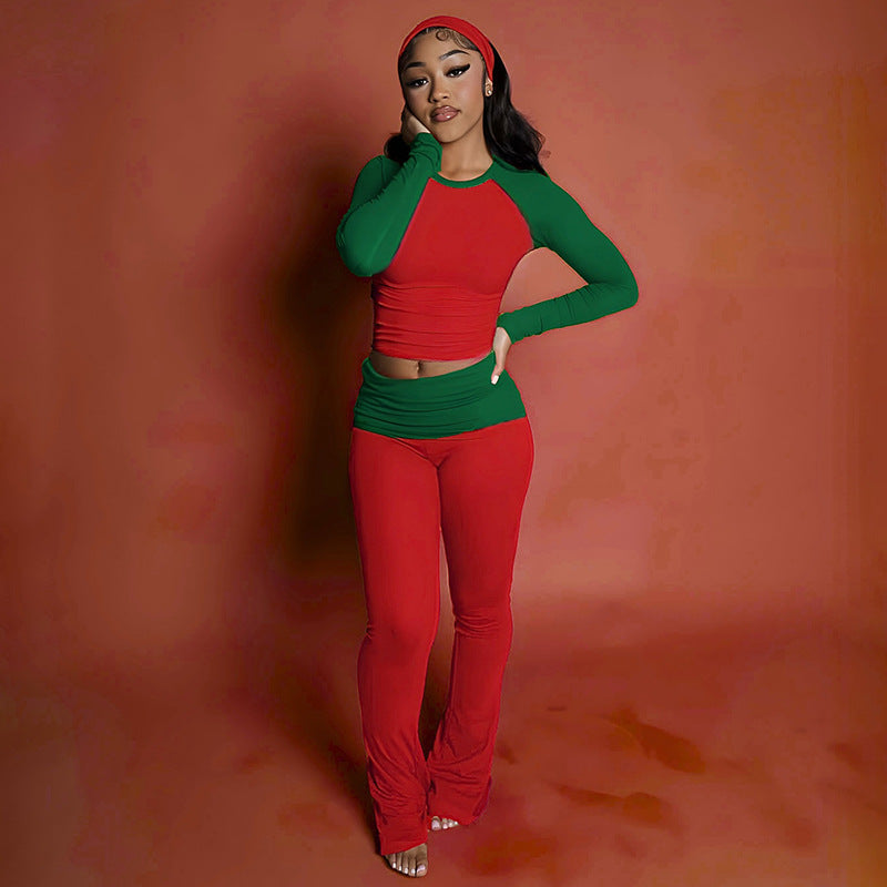 VVZ Women's Christmas Fashion Long Sleeve Round Neck T-Shirt