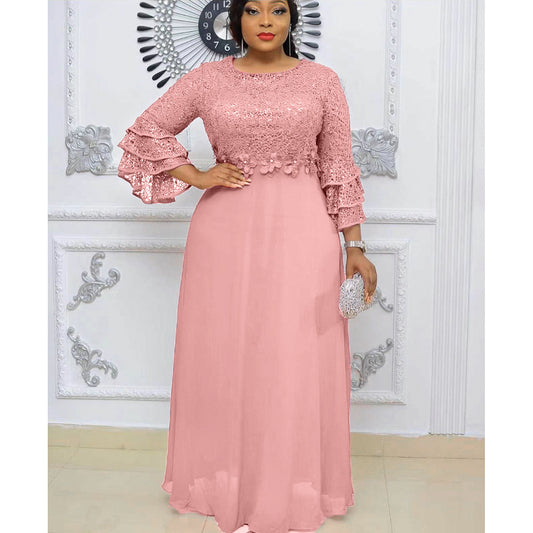 VVZ Heavily Embellished Lace and Chiffon Dress