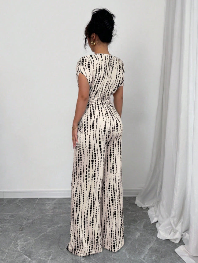 VVZ Women's Printed Lace-up Jumpsuit