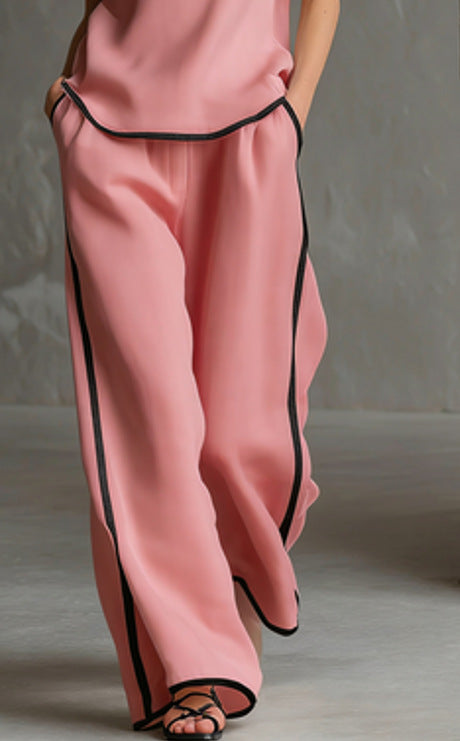 VVZ Women's Color-Block Piping V-Neck Loungewear Set