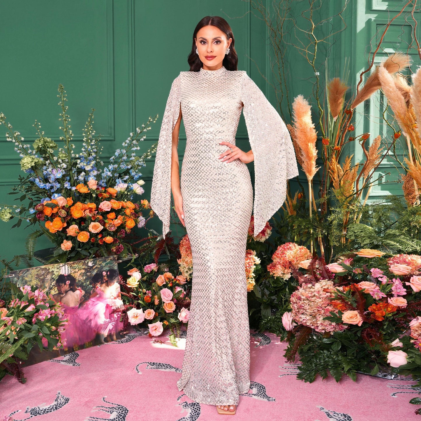 VVZ Women's Long-Sleeve Sexy Long Evening Gown