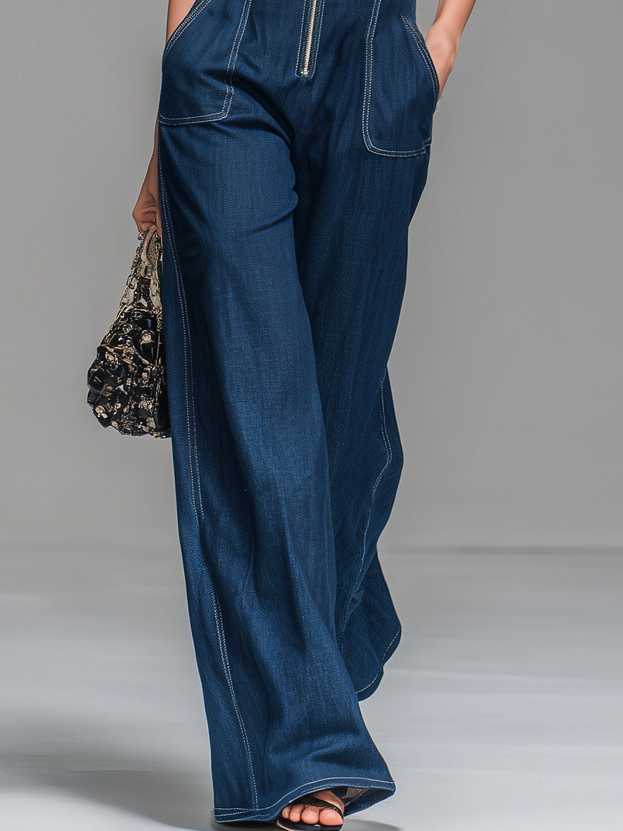 VVZ New Spring/Summer Collection: Retro Casual Denim Jumpsuit