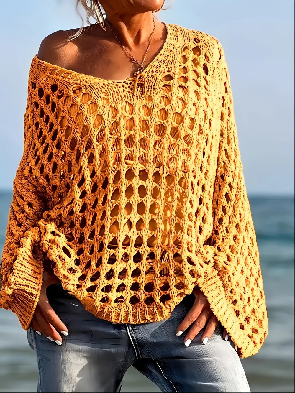 VVZ Women's Casual Loose-Fit V-Neck Top