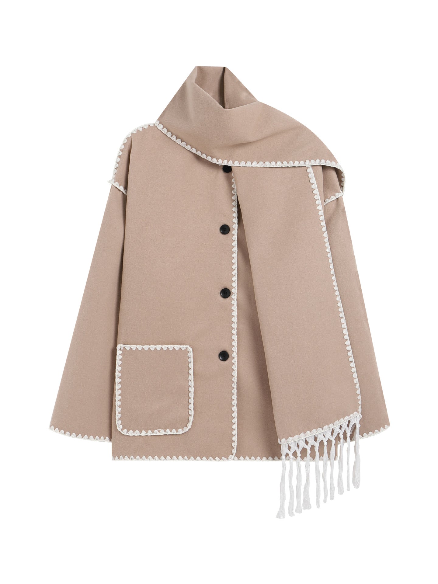 VVZ Contrast Trim Jacket With Matching Scarf