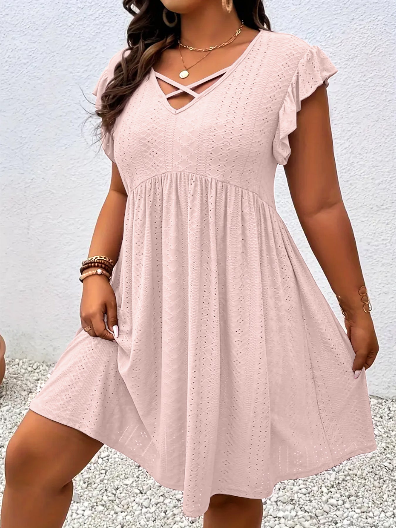 VVZ Solid-Color Cutout Dress