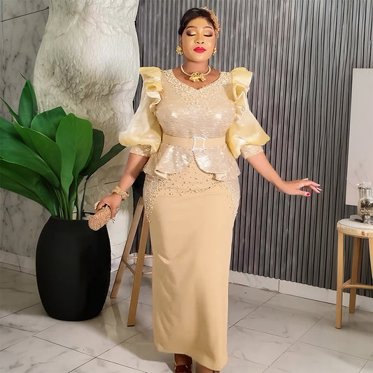 VVZ Stylish Puff-Sleeve Dress