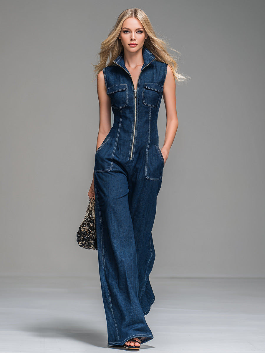 VVZ New Spring/Summer Collection: Retro Casual Denim Jumpsuit