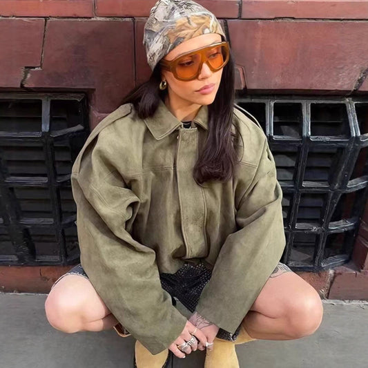 VVZ women's military-style suede jacket