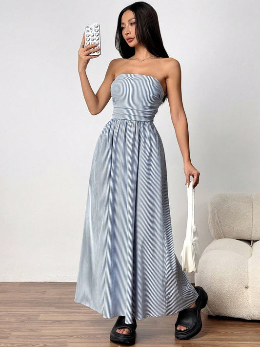 VVZ Women's Striped Strapless Dress