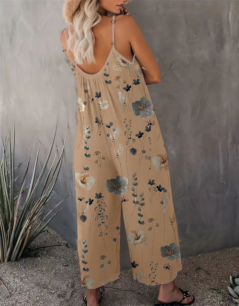 VVZ Comfortable, Loose-Fitting Floral Jumpsuit