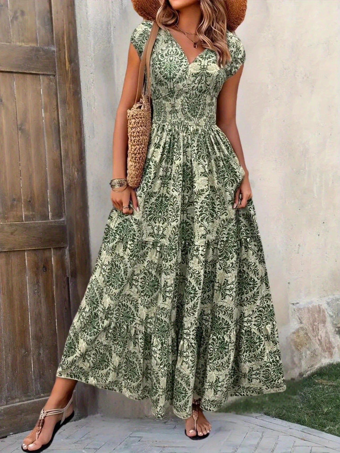 VVZ Women's All-Over Print Pleated Dress