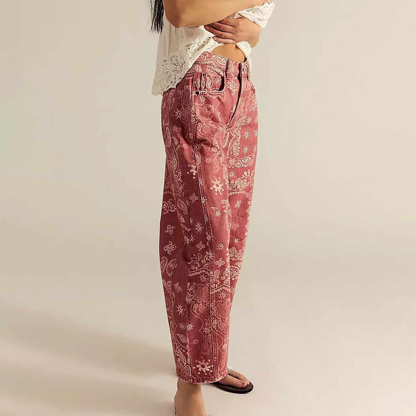 VVZ Women's Printed Wide-Leg Jeans