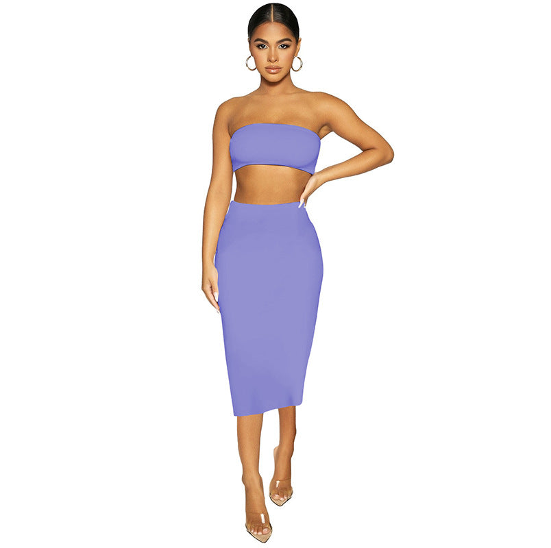 VVZ Women's 2 Counts Solid Backless Crop Tube Top