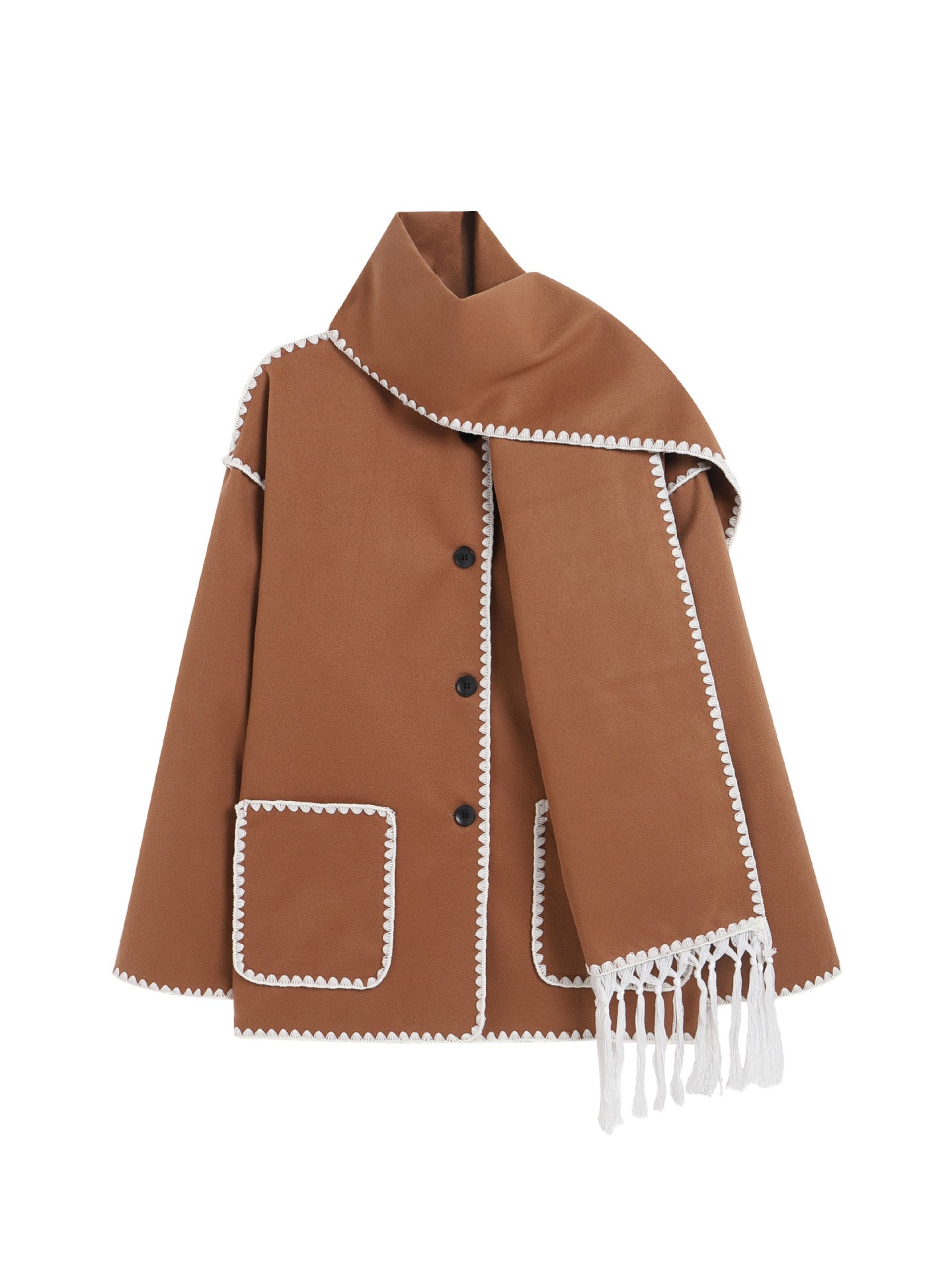VVZ Contrast Trim Jacket With Matching Scarf