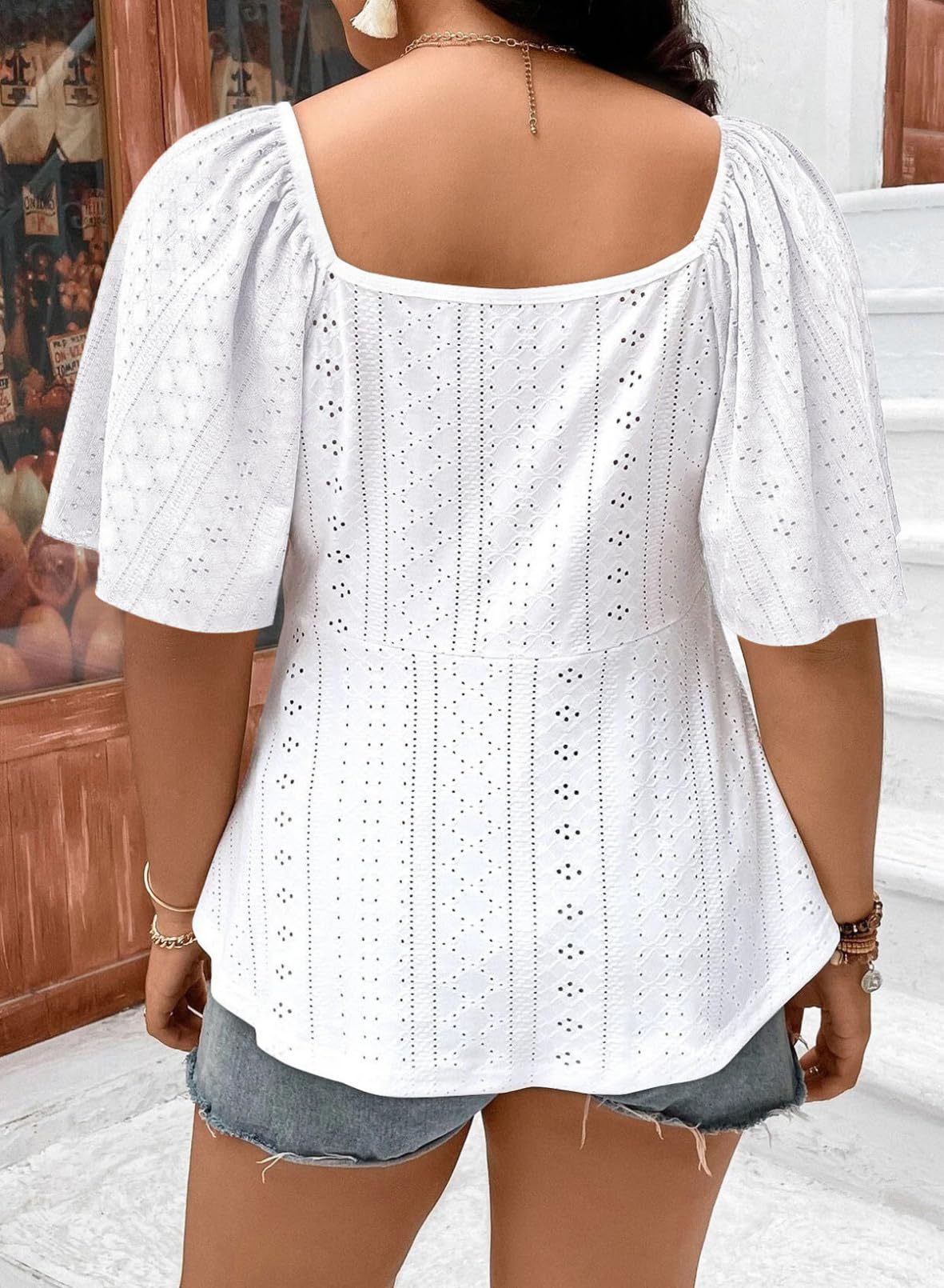 VVZ Summer Loose Shirt with Ruffled Hem