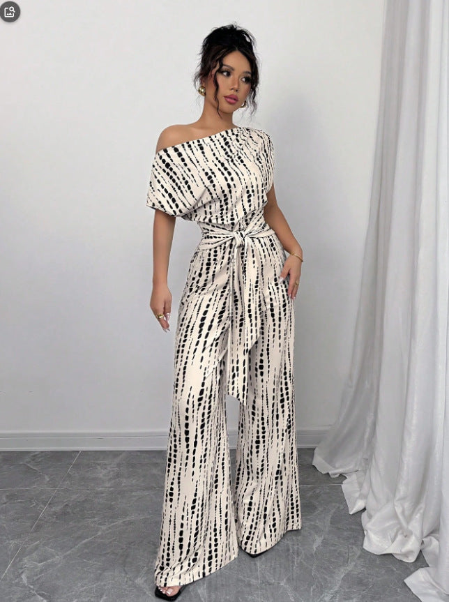VVZ Women's Printed Lace-up Jumpsuit