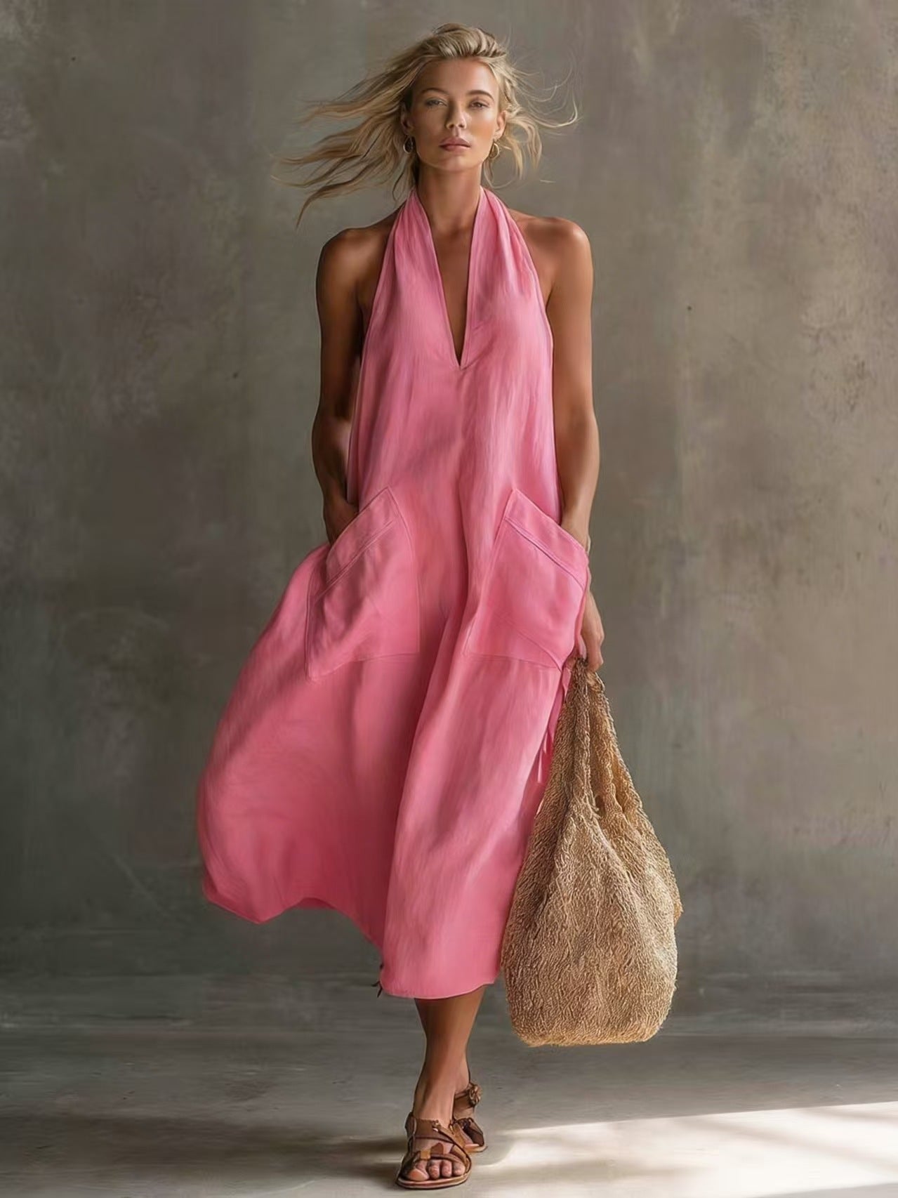 VVZ Women's Long Halter Dress