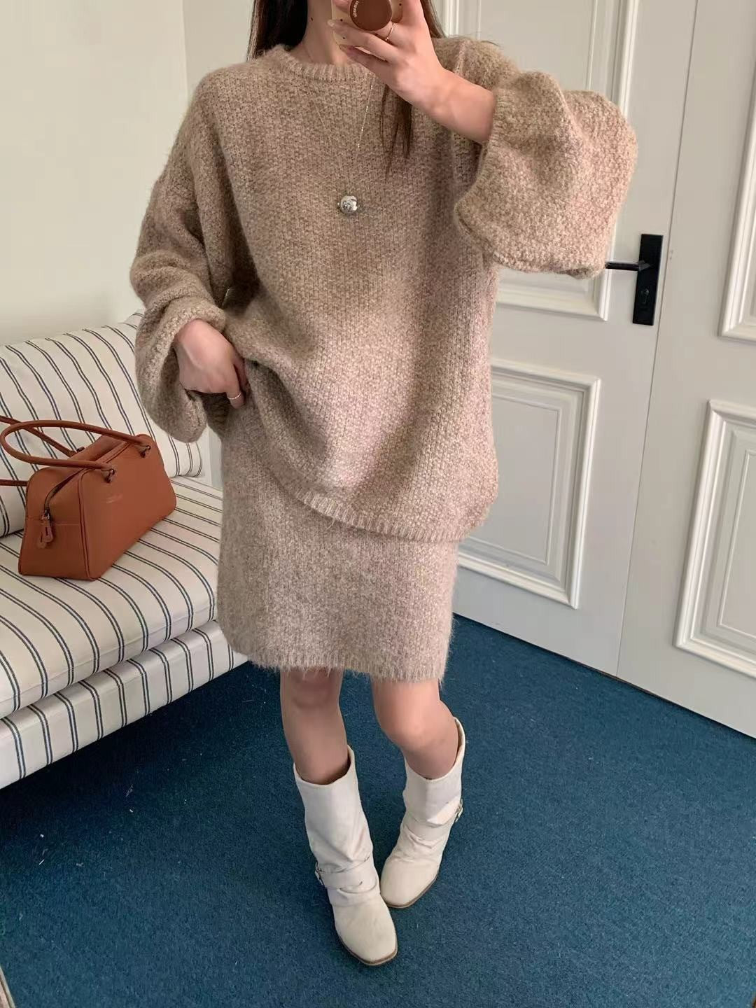 VVZ Autumn Winter Women's Stylish Commuter Two-Piece Set