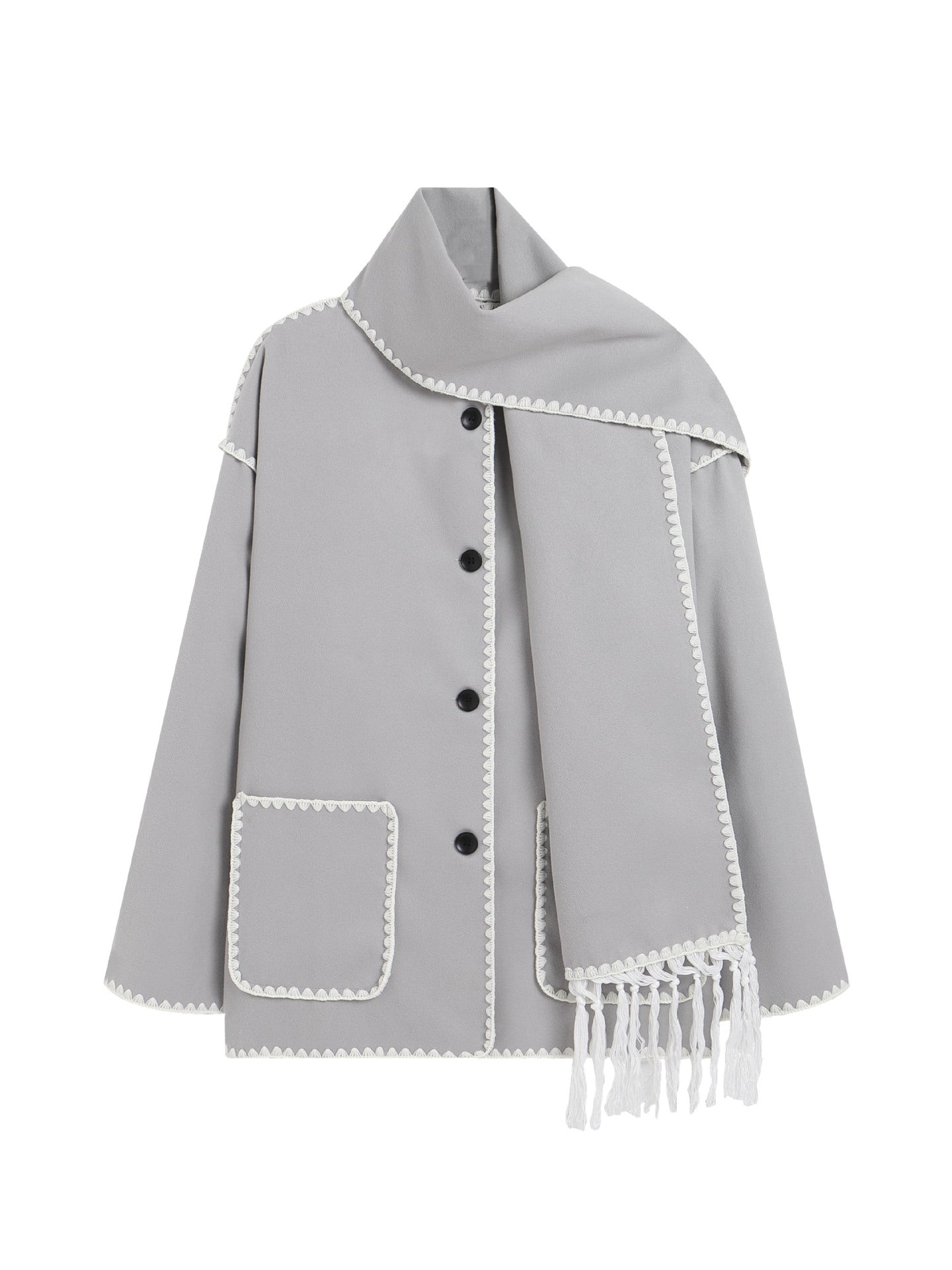 VVZ Contrast Trim Jacket With Matching Scarf