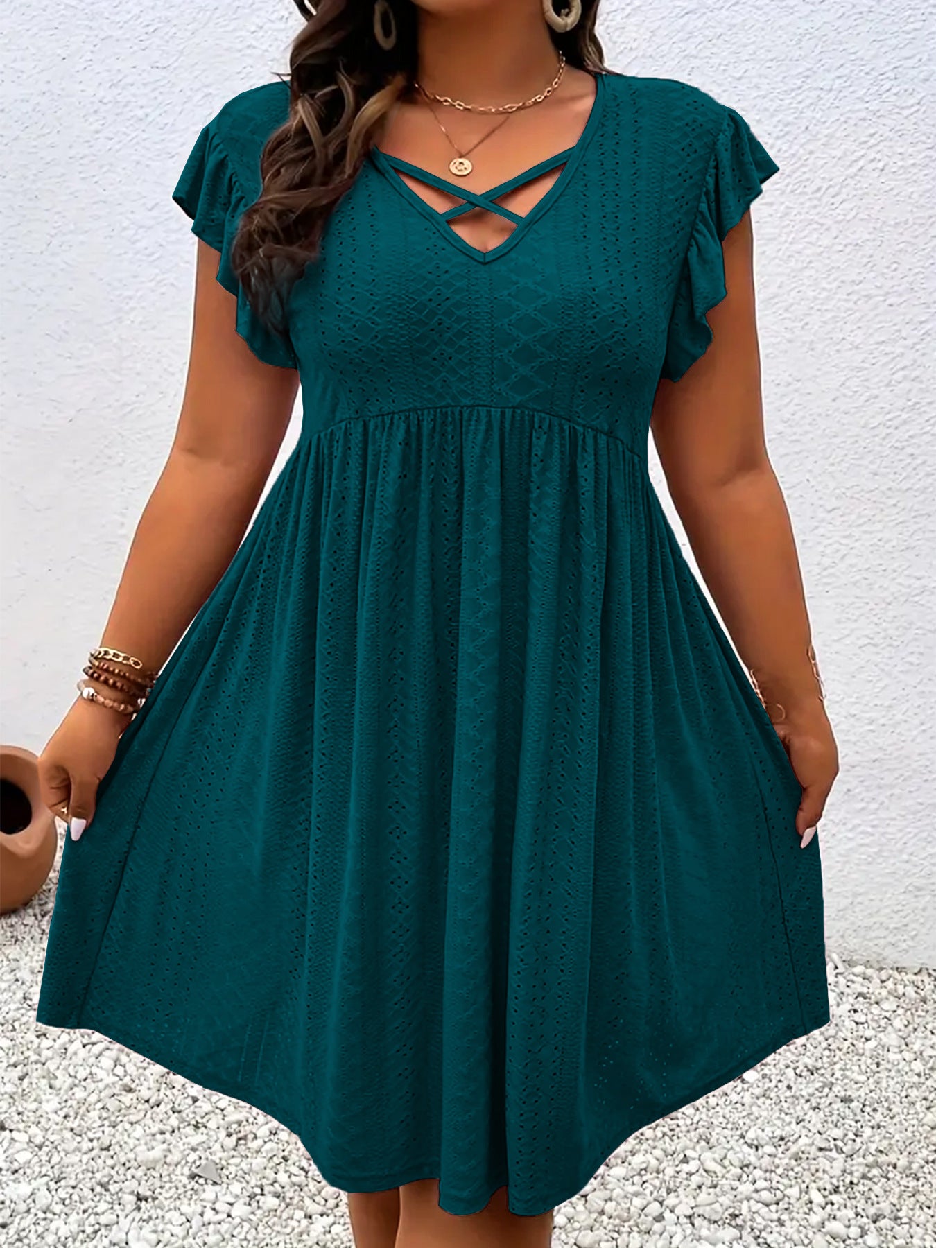 VVZ Solid-Color Cutout Dress