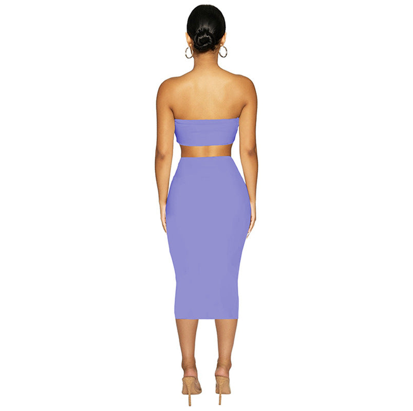 VVZ Women's 2 Counts Solid Backless Crop Tube Top