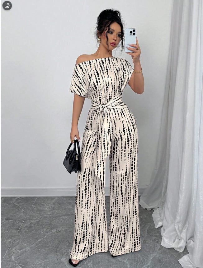 VVZ Women's Printed Lace-up Jumpsuit