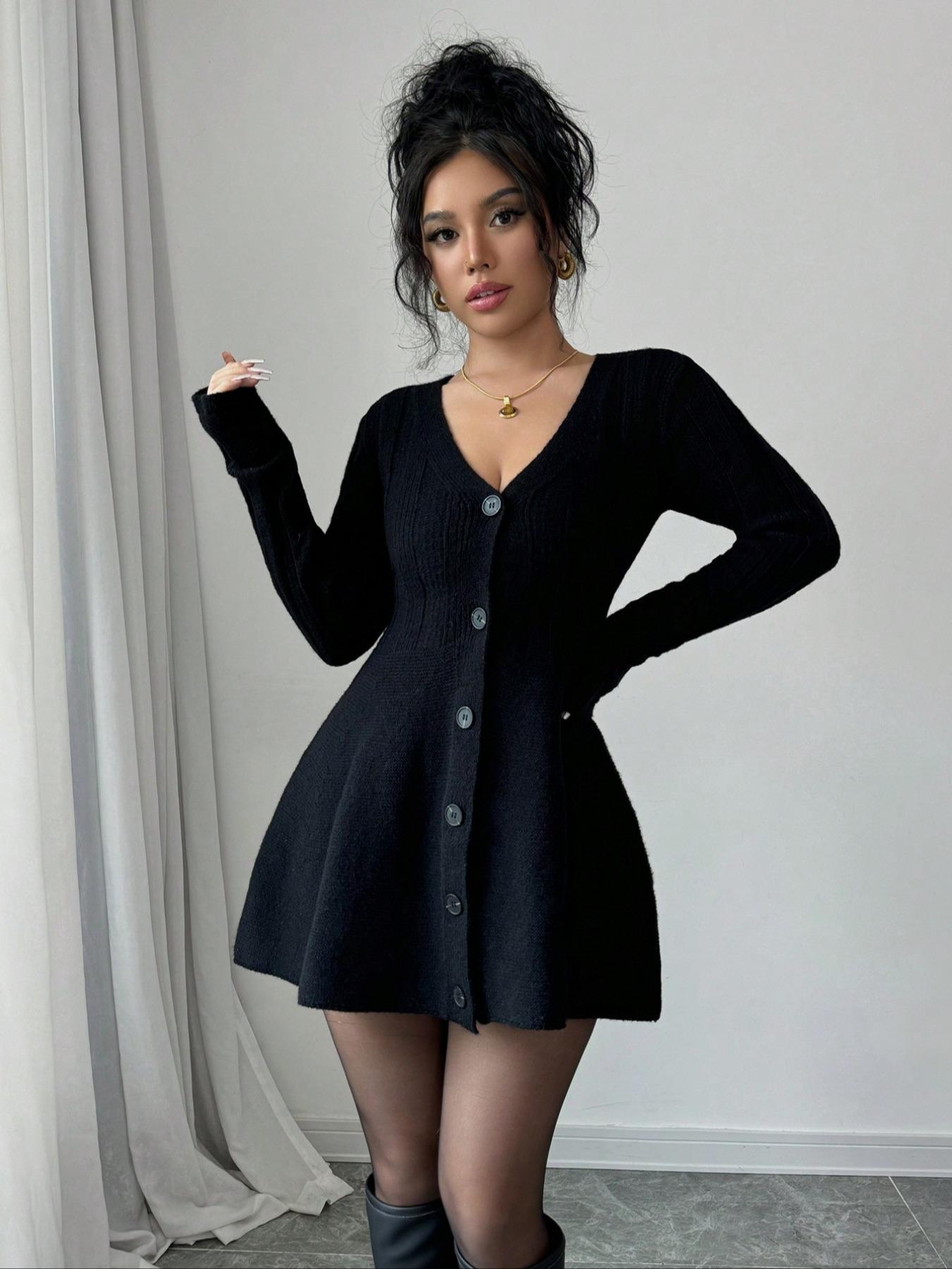 VVZ Women’s New V Neck  Dress