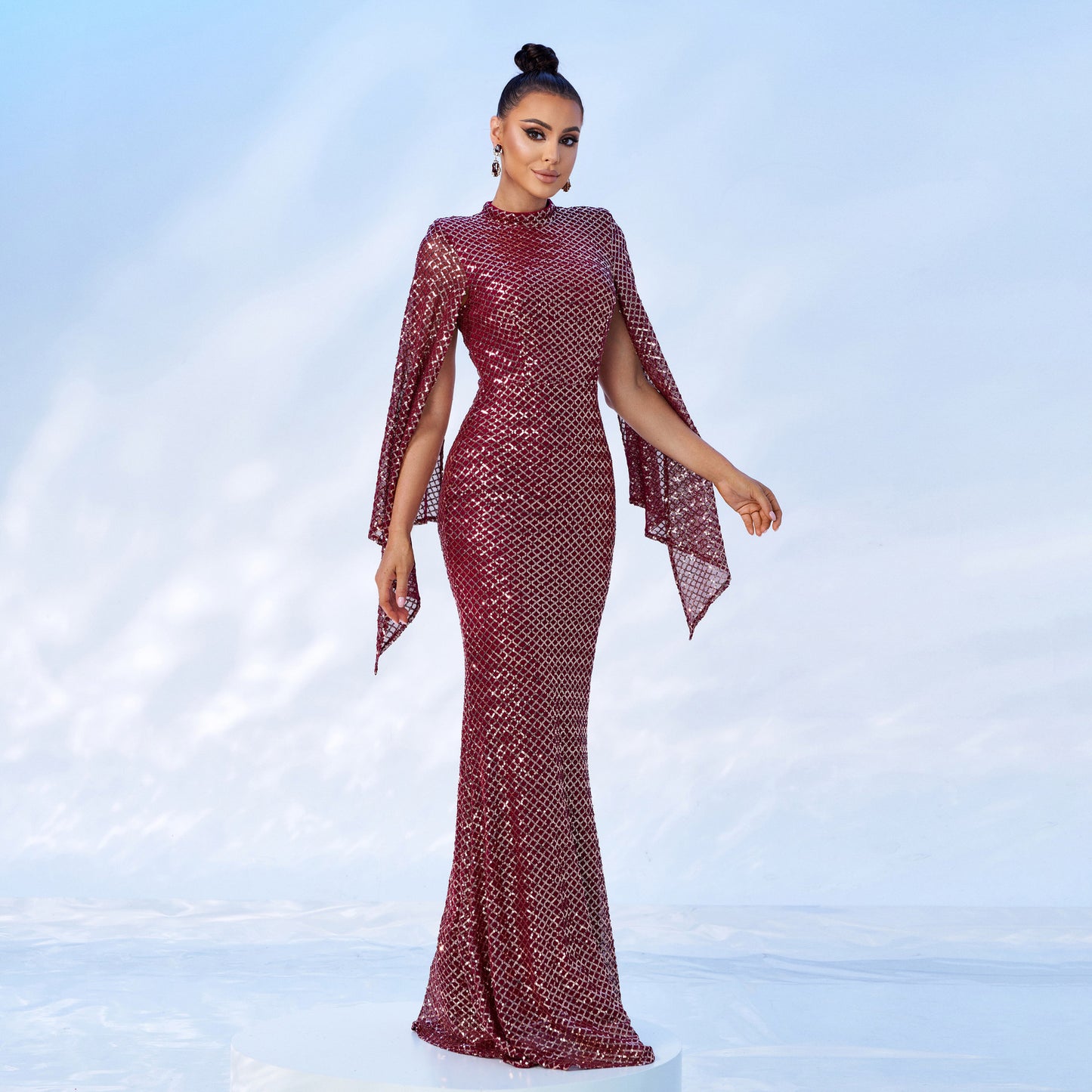 VVZ Women's Long-Sleeve Sexy Long Evening Gown