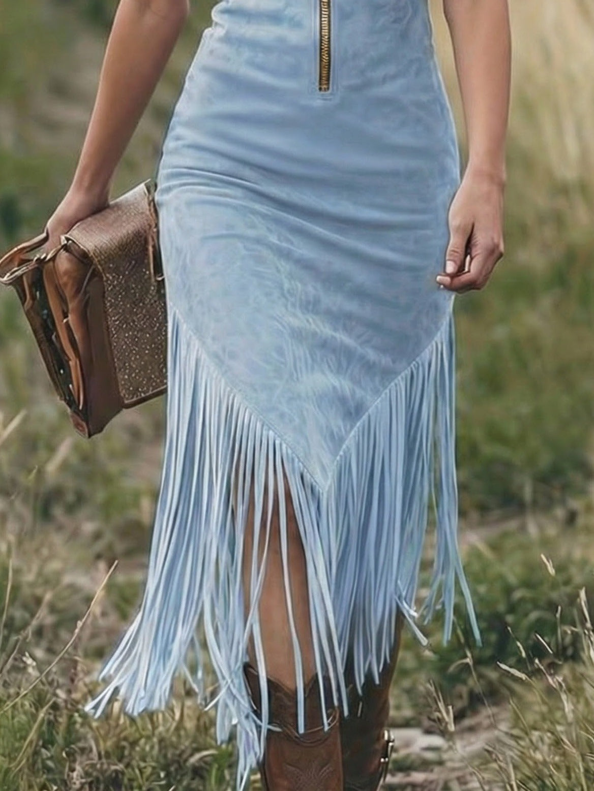 VVZ Elegant Long Dress with Tassel Design